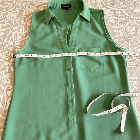 The Limited Shirt Dress Women XS Green Sleeveless Collar Preppy Classic Modest - Picture 6 of 12